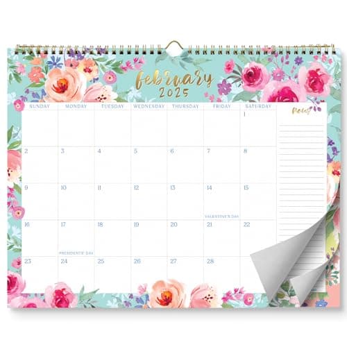 S&O Watercolor Floral 2025 Wall Calendar - Tear-Off Monthly Calendar - 18 Month Academic Wall Calendar - Hanging Calendar to Track for Anniversaries & Appointments - 13.5"x10.5”in