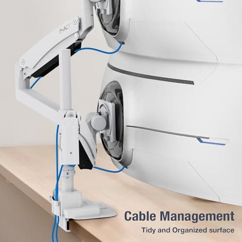 AVLT Dual 57 Inch Heavy Duty Stacking Monitor Arm Pole Top Mount With USB-C USB-A Ports-White, Height Adjustable, Easy Install Top C-Clamp/Grommet With Reinforcement Plates, VESA Compatible 200/100/75 7