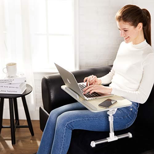 Amazon Basics Portable Foldable Adjustable Laptop Stand Tray Table Lap Desk for Bed and Couch, Fits up to 17-Inch Laptop, 12"x20", Cream 8