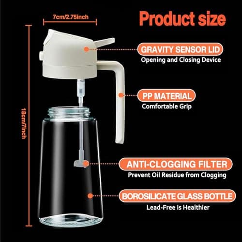 Generic 2 In 1 Oil Dispenser And Oil Sprayer, 16 Oz/470 Ml Oil Dispenser For Kitchen Spray, With Fine Mist Nozzle, Suitable For Cooking, Air Fryer, Salad, Grilling, Baking (green, 470ml/16oz) 6
