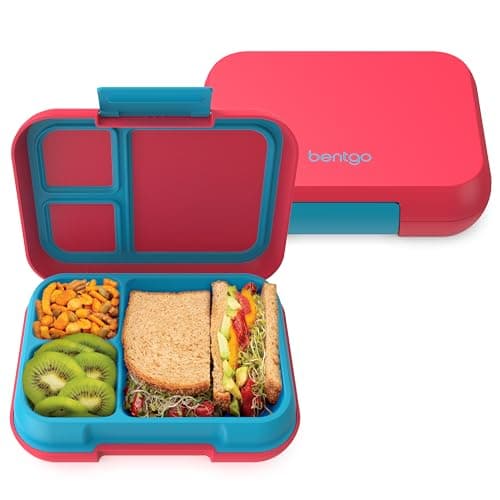Bentgo Pop - Leak-Proof Lunch Box & Removable Divider for Ages 8+ & Teens - Lunch Container Holds 5 Cups of Food; 3-4 Compartments; Microwave/Dishwasher Safe; 2 Year Warranty (Flame Red/Turquoise)