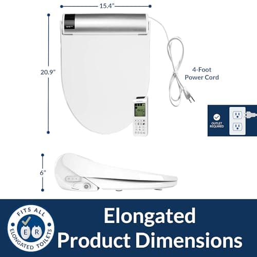 Bio Bidet BB2000 Bliss Electric Bidet Toilet Seat, Warm Water with Air Dryer, Heated Seat with Sensor and Slow Close Lid, Night Light, Remote Control, Elongated, White 6