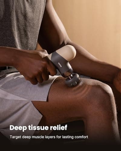 RENPHO Mini Thermal Massage Gun with Heat, Portable Deep Tissue Percussion Massager with 4 Heads for Neck & Back Comfort, Ultra-Quiet Operation for Home, Office & Travel, Includes Compact Carry Case 7