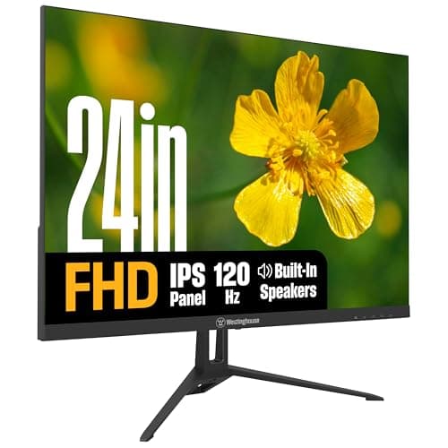 Westinghouse 24 Inch Monitor, 1080p Full HD IPS Computer Screen, 120Hz Refresh Rate, 1ms Response, HDR, Adaptive Sync, Built-in Speakers, HDMI, DP, Gaming & Home Office (2026 Model)