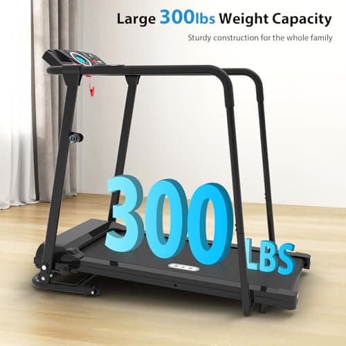 CIIHI Walking Treadmill for Senior - Foldable Senior Treadmill with 300 lbs Capacity and Long Handrails - Home Recovery Fitness Exercise Machine for Elder with Heart Rate Monitor 7
