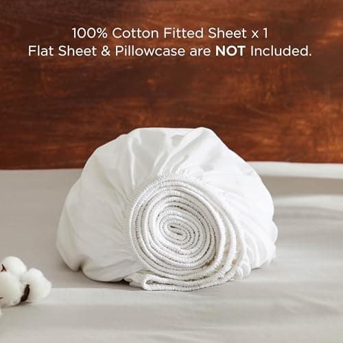 Bedsure 100% Cotton Fitted Sheet Queen Size - Cotton Percale Bed Sheet, Crisp Soft & Breathable, Prewashed Process Design, Single-Side Storage Pocket (White, 60x80+16 Inches, 1 Piece) 6