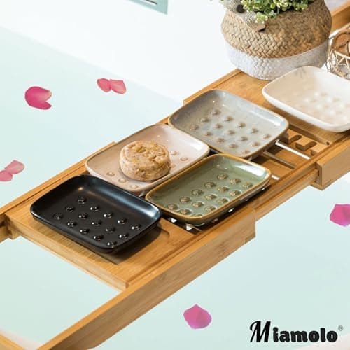 Soap Dish for Shower, Ceramic Soap Dish for Large Soap Bars, Non-Slip Soap Holder & Saver Tray with Floating Point Design for Bathroom, Shower, Kitchen Sink, Save Soap Loss 7