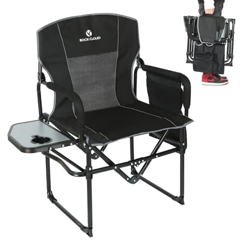 ROCK CLOUD Folding Camping Chair with Storage Pocket and Side Table Compact Portable Camp Chairs Outdoor for Camp Lawn Hiking Fishing Sports