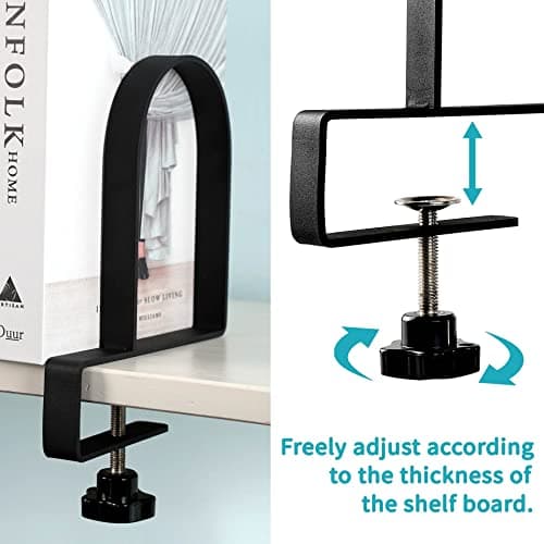 AJART Adjustable Book Ends for Shelves: Black Heavy Duty Bookends - Metal Clamp Book Organizer Storage Holders 6