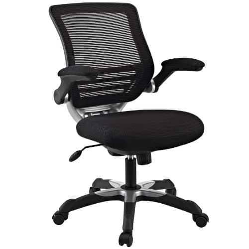 Modway Edge Mesh Back and Mesh Seat Office Chair In Black With Flip-Up Arms in Black