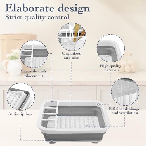 Sipobuy Collapsible Bowls, Plates, and Dishes Drainer, Portable Space-Saving Dish Rack for Kitchen, RV, Campers, and Travel Trailers 6