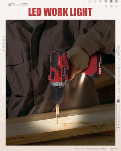 AVID POWER 20V MAX Power Drill Kit, Cordless Drill Set with Battery and Charger, 2 Variable Speed, 3/8-Inch Keyless Chuck, 19 Position and 22pcs Bits 7