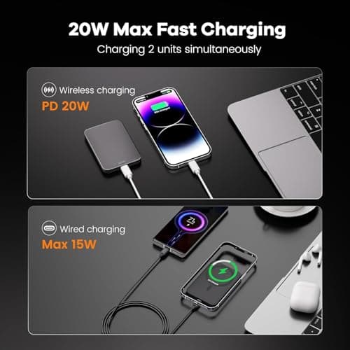 Catmart Magnetic Portable Charger – Industry-First Titanium Power Bank, 10,000mAh Ultra-Slim 0.5-Inch Design, 20W Fast Charging Battery Pack for iPhone 17/16/15/14/13/12/Air Series 10