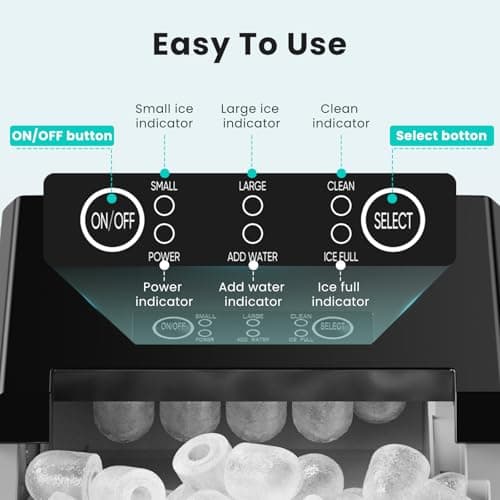 OLIXIS Ice Maker Machine with Handle,26lbs in 24Hrs,9 Ice Cubes in 6 Mins,Auto-Cleaning Portable Ice Maker with Basket and Scoop, Countertop Ice Maker for Home/Kitchen/Camping/RV, Sleek Black 6