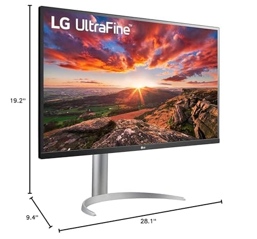 LG 32UP83A-W 32-inch 4K UHD (3840 x 2160) Computer Monitor 60Hz, IPS, Ultrafine, USB Type-C 60W PD, HDMI, DisplayPort, Built-in Speaker, Tilt/Height/Pivot Adjustable Stand, Reader Mode, White, HDR10 10