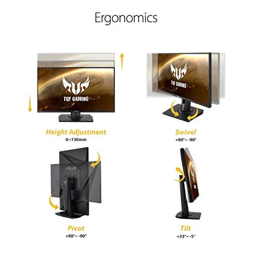 ASUS TUF Gaming VG259QM 24.5” Monitor, 1080P Full HD (1920 x 1080), Fast IPS, 280Hz, G-SYNC Compatible, Extreme Low Motion Blur Sync,1ms, DisplayHDR 400, Eye Care, DisplayPort HDMI Black 7