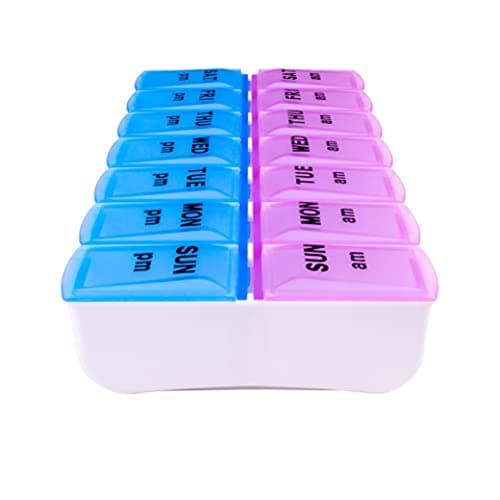 Apex Weekly AM/PM Medication Dispenser, 7-Day Twice-A-Day Pill Organizer with Easy-Open Lids (Color May Vary) 5