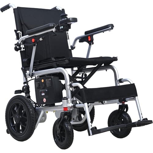 37lbs Lightweight Foldable Electric Wheelchair, Portable Motorized Power Chair for Adults & Seniors, 220lbs Heavy Duty, Brushless Dual Motors, Travel-Friendly Folding with Removable Lithium Battery
