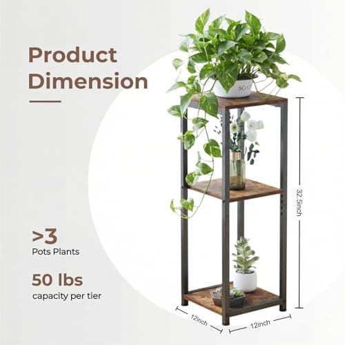 VonDream 3 Tier Tall Plant Stand Indoor, 32.5" Corner Plant Stands for Indoor Plants Multiple, Multi-Functional Small Side Table for indoor Plants 5
