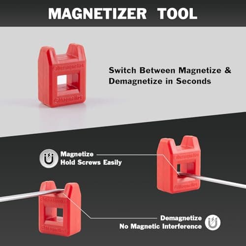XOOL 18 PCS Magnetic Screwdriver Set with Case, 7 Phillips and 9 Slotted Tips, Professional Cushion Grip Screwdriver Non-Slip for Repair Home Improvement Craft 6