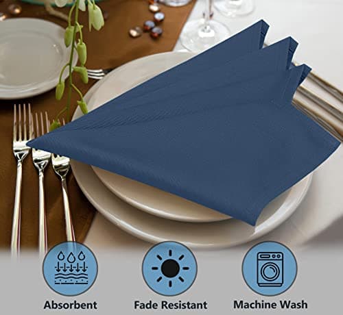 Ruvanti Cloth Napkins Set of 12, 18x18 Inches Napkins Cloth Washable, Soft, Durable, Absorbent, Cotton Blend. Table Dinner Napkins Cloth for Hotel, Lunch, Restaurant, Weddings, Parties -Ocean Blue 5