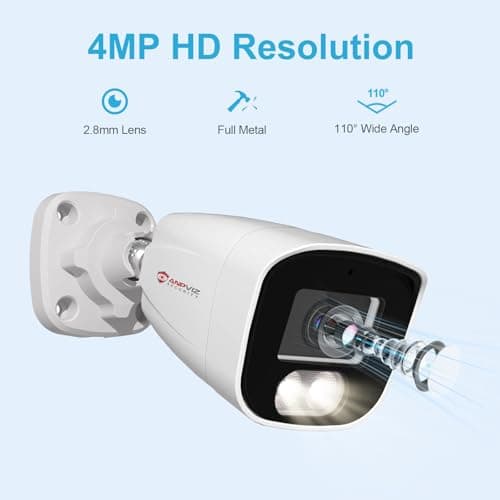 Anpviz 4MP PoE IP Bullet Camera with Microphone/Audio, IP Security Camera Outdoor Indoor, Night Vision 65ft, Waterproof IP66, 108° Wide Angle 2.8mm Lens, 24/7 Recording, NDAA Compliant (U Series) 6