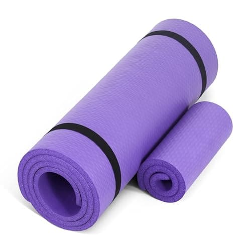 CAP Barbell Yoga Mat 1/2" Thick with Carrying Strap & Knee Pad - High Density Exercise Mat for Yoga, Pilates, Stretching, Floor & Fitness Workouts - 71''x24''x1/2" | Purple