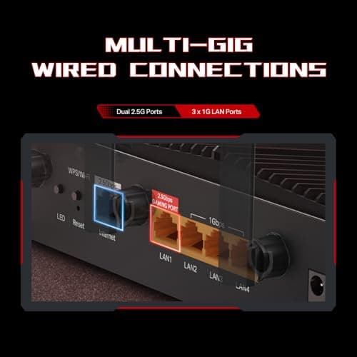 TP-Link Dual-Band BE6500 WiFi 7 Gaming Router Archer GE400 | 6-Stream 6.5 Gbps | 2 x 2.5G + 3 x 1G | Game Acceleration, Dedicated Gaming Port & Panel, RGB Lighting | Easymesh, Homeshield | No 6 GHz 5