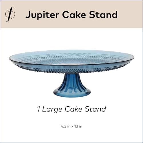 FORTESSA Jupiter Beaded Hobnail Glass Vintage Themed Glass Serveware, Large 13 Inch Vintage Cake Stand, Dishwasher-Safe, Cornflower Blue 5