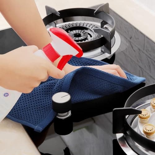 Homaxy 100% Cotton Waffle Weave Kitchen Dish Towels, Ultra Soft Absorbent Quick Drying Cleaning Towel, 13 x 28 Inches, 4-Pack, Navy Blue 5