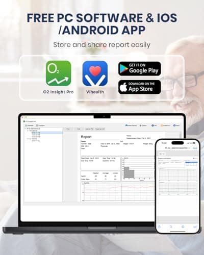 Rechargeable Pulse Oximeter Fingertip - Continuous Blood Oxygen Saturation Monitor, SpO2 and Pulse Rate Tracking, Finger O2 Pulse Oximeter, APP Report Features with Bluetooth, Custom Beep 6