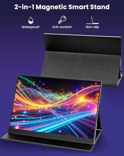 ZUCWO 15.6 Inch Portable Computer Monitor, Portable Monitor for Laptop,PC,MacBook,Phone, PS4, 1080P FHD Display with HDMI USB-C, Built-in Speaker with Leather Case, Travel Work Home Gaming Monitors 6