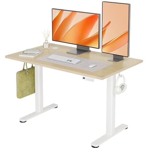 INNOVAR Electric Standing Desk, Adjustable Height Stand up Desks, 48 x 24 Inches Sit Stand up Desk for Home Office Computing, 3-Preset Memory Height Ergonomic Rising Desks, Nature
