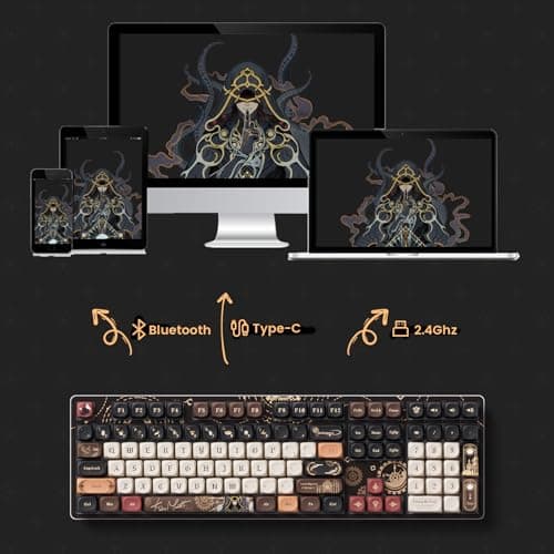 Akko Wireless Gaming Keyboard The Lord of Mysteries 5108B Plus Hot-Swappable Tri-Mode Mechanical Keyboard RGB Backlight, Piano Pre Lubed Switch 6