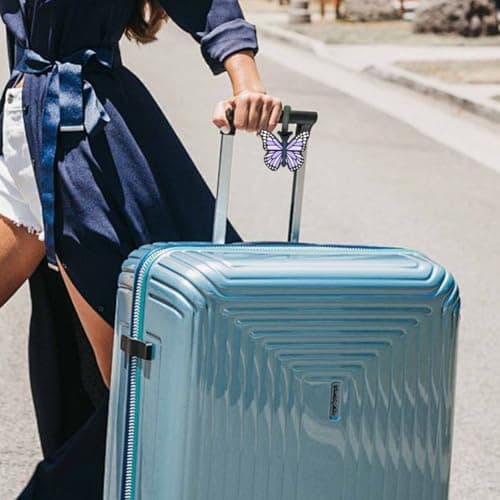 Funny Silicone Luggage Tags Cute Butterfly Suitcase Travel Bag Identifiers Personalized Labels Animal Travel Luggage Baggage Identification Labels ID Tag (Purple) 6