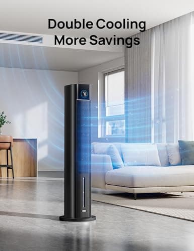 DREO Tower Fan for Bedroom, 43" Cooling Fans That Blow Cold Air 2025 Upgraded, Evaporative Air Cooler, Quiet 85° Oscillating Floor Fan, Easy Cleaning, APP Control, 4 Modes & 4 Speeds, 12H Timer, Black 7