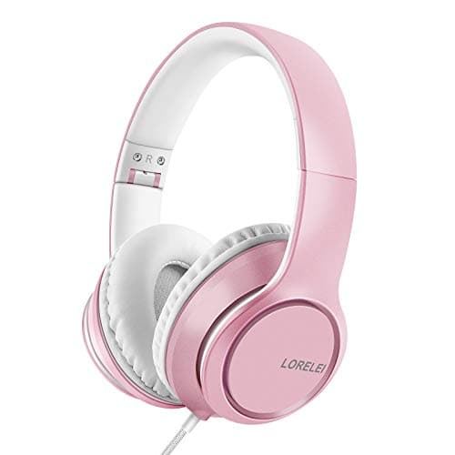 LORELEI X8 Over-Ear Wired Headphones with Microphone with 1.45m-Tangle-Free Nylon Line&3.5mm Plug,Lightweight Foldable & Portable Headphones for Smartphone,Tablet,Computer,Mp3/4（Pearl Pink） 8