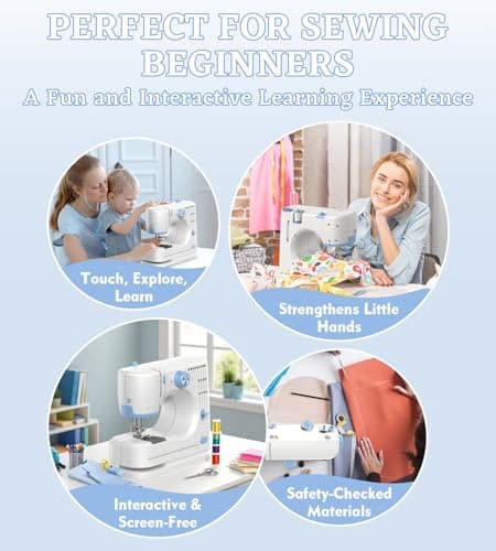 SEDNEE Sewing Machine for Beginners with 16 Built-in Stitches, Small Sewing Machine with Accessory Kit, 2-Speed, Foot Pedal & Storage Drawer, Portable Full-Feature Design for Home DIY (Blue) 8