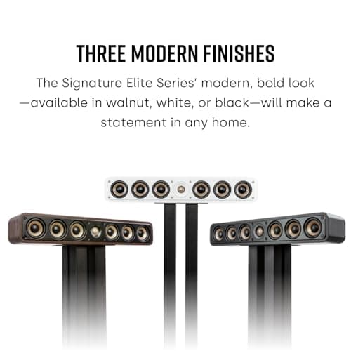 Polk Signature Elite ES35 Slim Center Channel Speaker - Hi-Res Audio Certified, Dolby Atmos & DTS:X Compatible, 1" Tweeter & (6) 3" Woofers, Dual Power Port for Effortless Bass, Elegant White-Washed 8