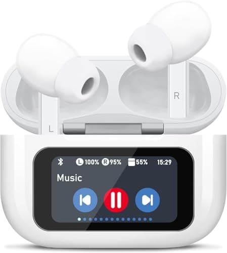 Wireless Earbuds, Bluetooth 5.4 Ear Buds with Smart Touchscreen Case, ENC Noise Cancelling Headphones with 48H Playtime, Bass Stereo Sound, Compatible with iPhone Air/17/16/15/14/Android, Pad