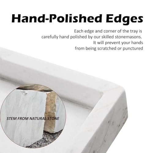 WORHE Italy Marble Vanity Tray for Jewelry, Perfume, Makeup, Candle,Towel Natural Modern Decorative Trays for Bathroom Bedroom Dresser Rectangle Kitchen Storage Organizer for Home Decor White (FX031) 7