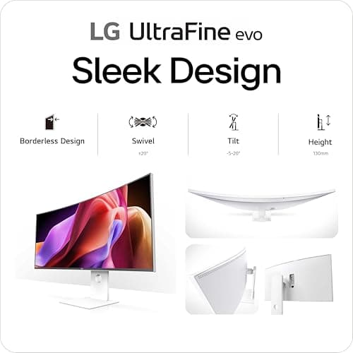 LG 40U990A-W 40-inch Ultrafine evo 5K2K WUHD (5120 x 2160) Nano IPS Curved Monitor, Thunderbolt 5, DisplayHDR 600, Built-in Speaker, 120Hz, HDMI 2.1, DP 2.1, USB C, Tilt/Height/Swivel Stand, White 15