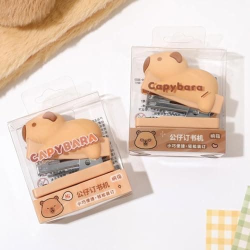Cute Capybara Desktop Stapler with Staples, Small Mini Office Stapler, Cartoon Staplers for Desk, Handheld Staplers for Home Office (Capybara) 7