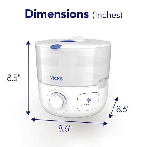 Vicks EasyCare Plus Top Fill Filter-Free Cool Mist Humidifier, Small Room–For Vapors 2 Ways –Works with Vicks VapoPads and VapoSteam, White 8