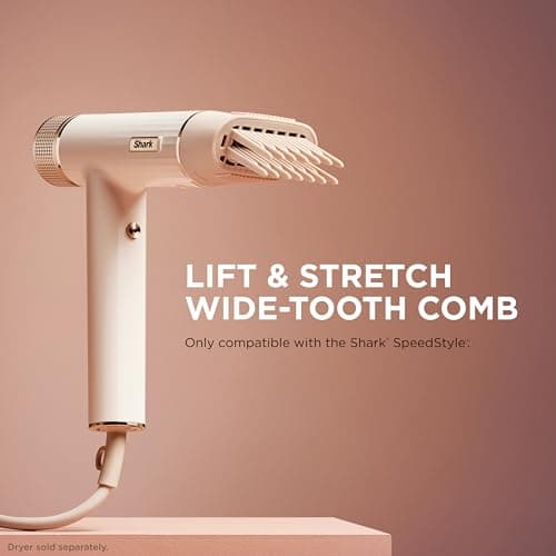 Shark XSKHD3WTCA SpeedStyle Lift & Stretch Wide-Tooth Comb, Blow Dryer Comb Attachment for Shark SpeedStyle, Styling Tool, for Curly & Coily Hair, Stone 6