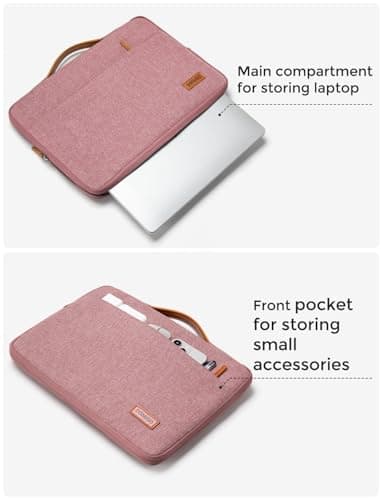 DOMISO 17 inch Laptop Sleeve Protective Case Cover Compatible with 17-17.3 inch HP Dell ASUS Lenovo Chromebook,Waterproof Computer Cases Bag with Handle,Pink 5