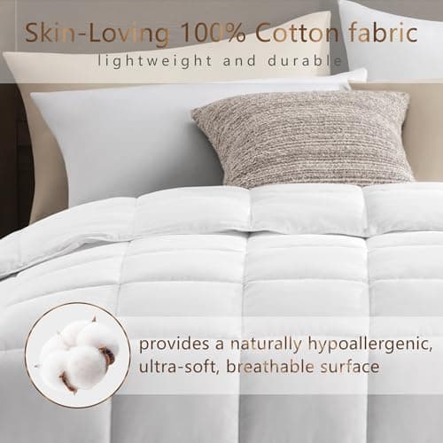 ACCURATEX Lightweight Duvet Insert Queen Size - 100% Cotton Shell, 250GSM Filling Summer Down Alternative Comforter,Ultra-Soft&Breathable, Thin Quilted Duvet Insert with 8 Tabs, Machine Washable,90x90 5