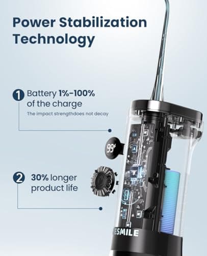 Water Dental Flosser Teeth Pick: 100 Modes Portable Cordless Oral Irrigator 300 ML Rechargeable Water Flosser IPX7 Waterproof Powerful Battery for Home Travel - Black 6