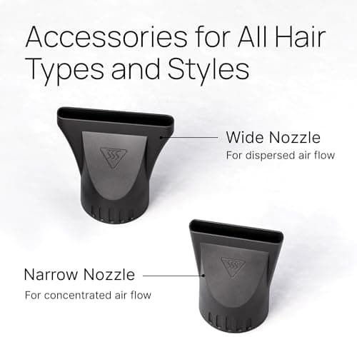 TREZORO Professional Hair Dryer, Ionic Ceramic Tourmaline Technology, 2000W Fast Quiet Drying, with Narrow & Wide Concentrator Nozzles, 3 Heat & 2 Speed Settings, Cool Shot Button, Black 5