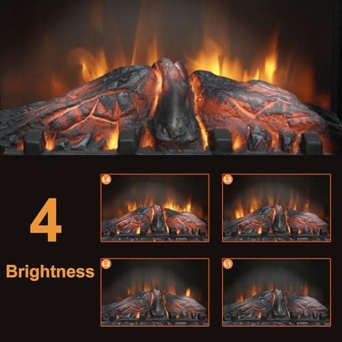 Innoflame 18" Electric Fireplace Stove, Freestanding Fireplaces Heater with Realistic Flame, Remote, Timer, Adjustable Brightness, Thermostat, 1500W, Black 2